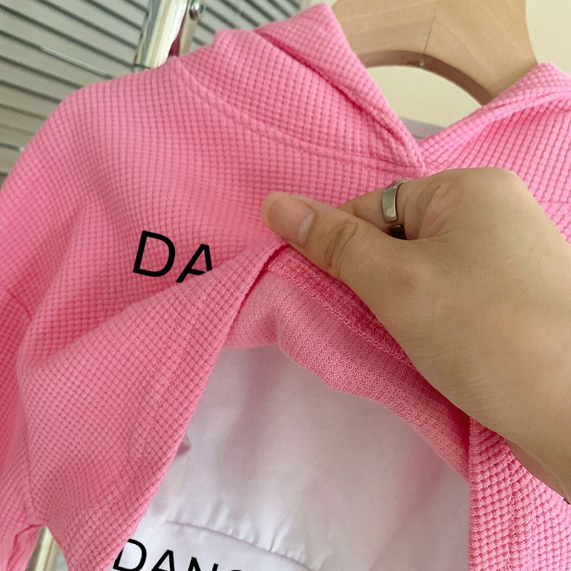 3 Piece Girls Kids Clothing Set Waffle Knit Long Sleeve Hoodie Vest Pants Casual Fashion Seasonal Trendy New Style