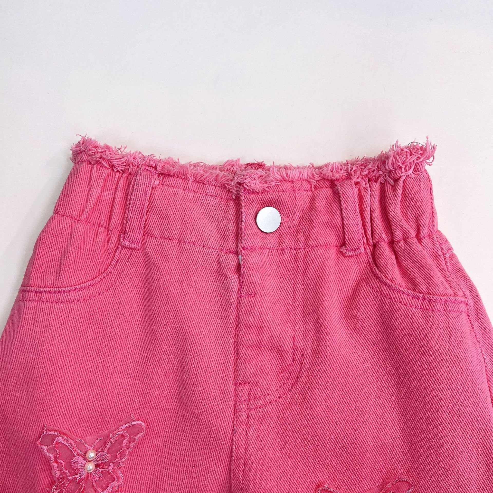 Fashion INS Style Kid Girls 2 Piece Set Butterfly Print Sleeveless Top Ripped Jeans