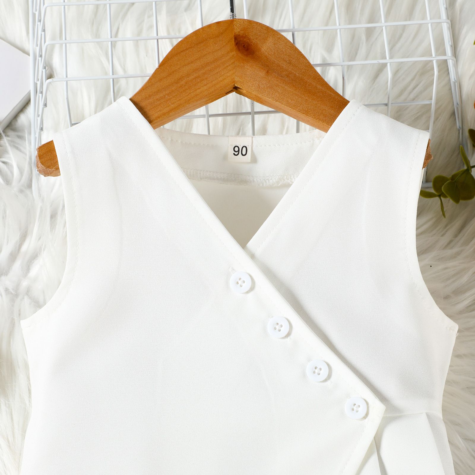 Kid Girls Clothing 2 Piece Set INS Style Contrast Color Patchwork Vest V Neck Top Solid Wide Leg Pants Fashion Elegant For Party