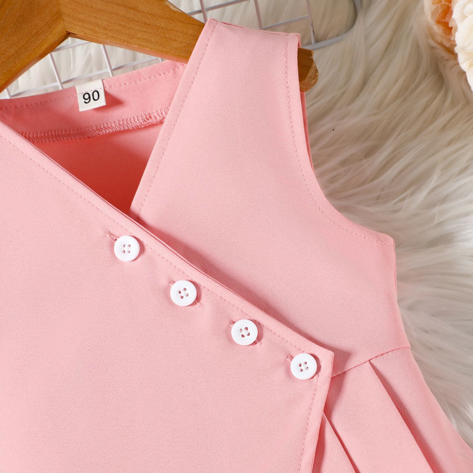 Kid Girls Clothing 2 Piece Set INS Style Contrast Color Patchwork Vest V Neck Top Solid Wide Leg Pants Fashion Elegant For Party