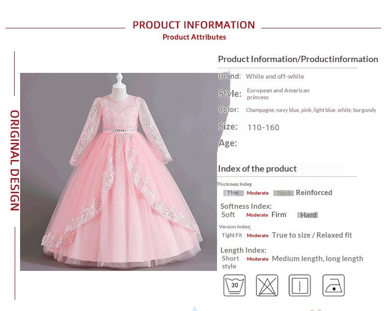 Girls Kids Clothing Princess Dress New Style Formal Gown Long Sleeved Dress Sequined Lace Trim Tulle Puffy Skirt High End Design Party Holiday Outfit
