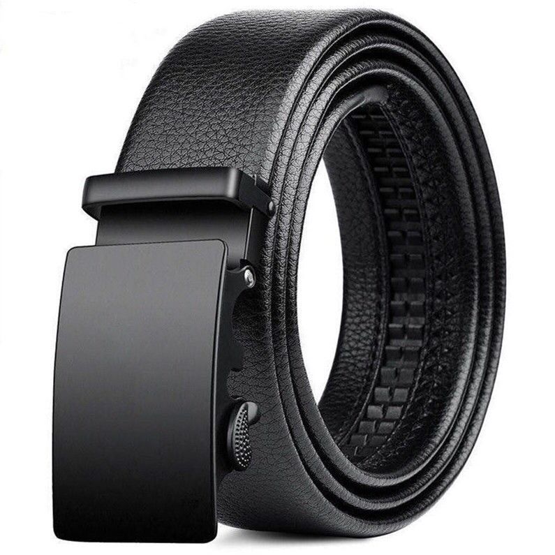 Men's High Quality PU Leather Belt Automatic Buckle Ratchet Buckle Adjustable Casual Business Jeans Belt Luxury Design High Grade Temperament