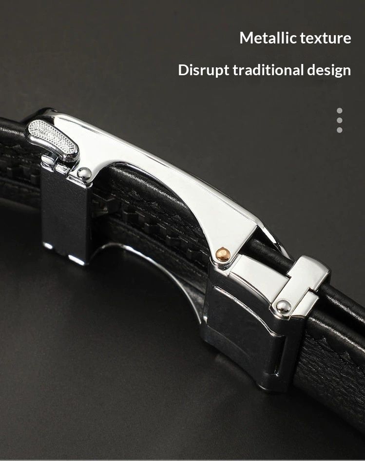 Men's High Quality PU Leather Belt Automatic Buckle Ratchet Buckle Adjustable Casual Business Jeans Belt Luxury Design High Grade Temperament