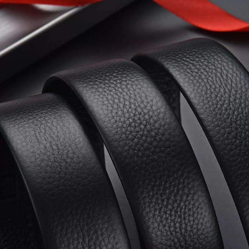 Men's High Quality PU Leather Belt Automatic Buckle Ratchet Buckle Adjustable Casual Business Jeans Belt Luxury Design High Grade Temperament