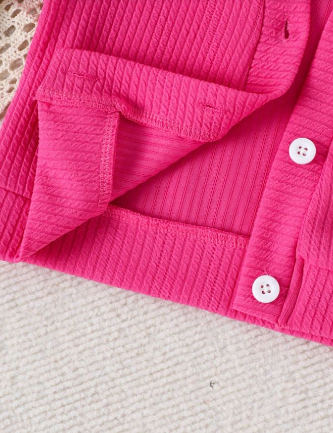 Girls Kids Clothing 3 Piece Set 2-7Y Fashion New Style Knitted 3D Flower Long Sleeved Coat Cardigan Solid Color Camisole Flared Pants Outfit for Kids Clothes