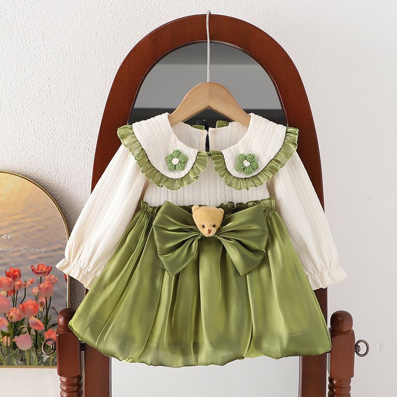 Girls Kids Clothing Fashion New Style Princess Dress Cute Dress Birthday Gift Formal Gown Flower Bow Dress High End Design Sense Outfit