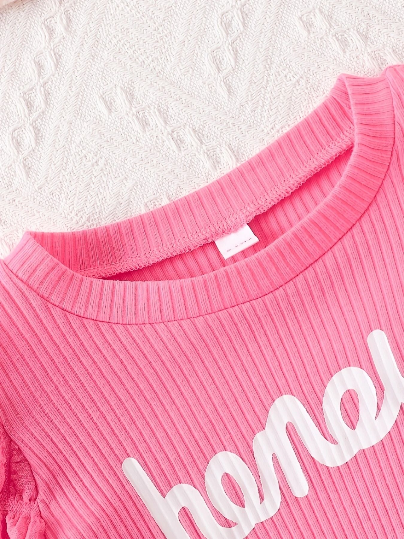 Girls Baby Clothing INS Style Spring Autumn Crew Neck Bubble Long Sleeve Waist Cinched Romper Dress Cute Letter Print