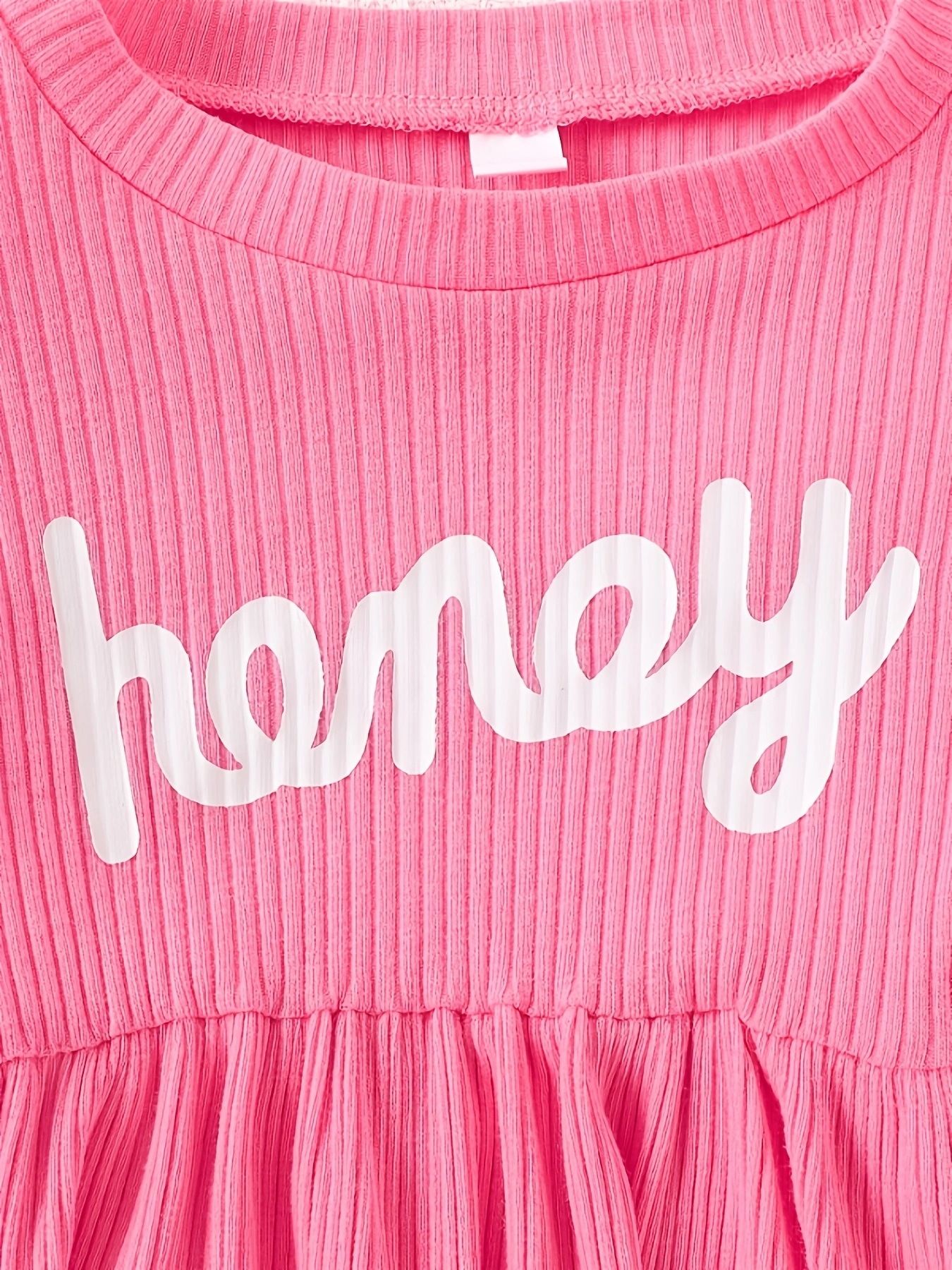 Girls Baby Clothing INS Style Spring Autumn Crew Neck Bubble Long Sleeve Waist Cinched Romper Dress Cute Letter Print