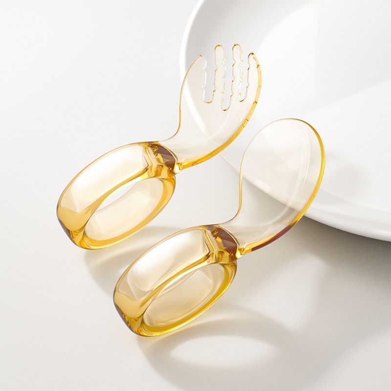 Baby Training Fork and Spoon Set Toddler Self Feeding Utensils Short Handle Baby Feeding Spoon Infant Learning Eating Tableware