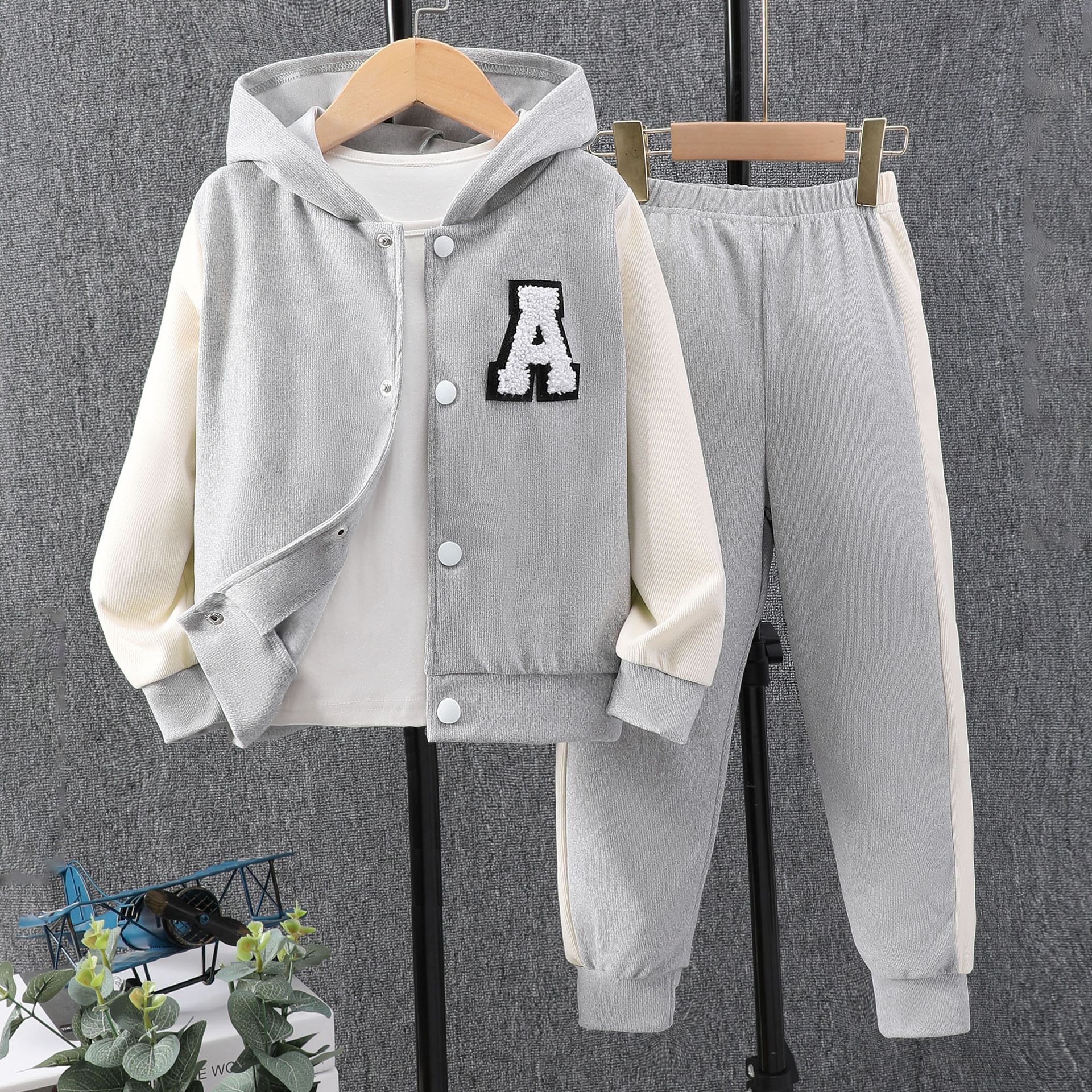 Kids Hoodie Tracksuit Set Long Sleeve Color Block Sweatshirt Jacket and Jogger Pants 2PCS Boys Girls Casual Outfit