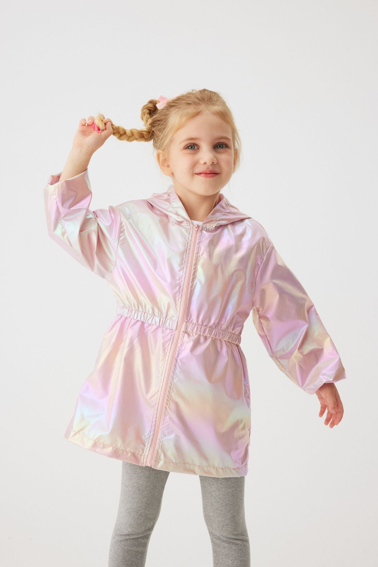 Girls Gradient Hooded Zipper Jacket Kids Lightweight Sun Protection Coat Summer Beach Outfit Girl Clothes Children Hoodies