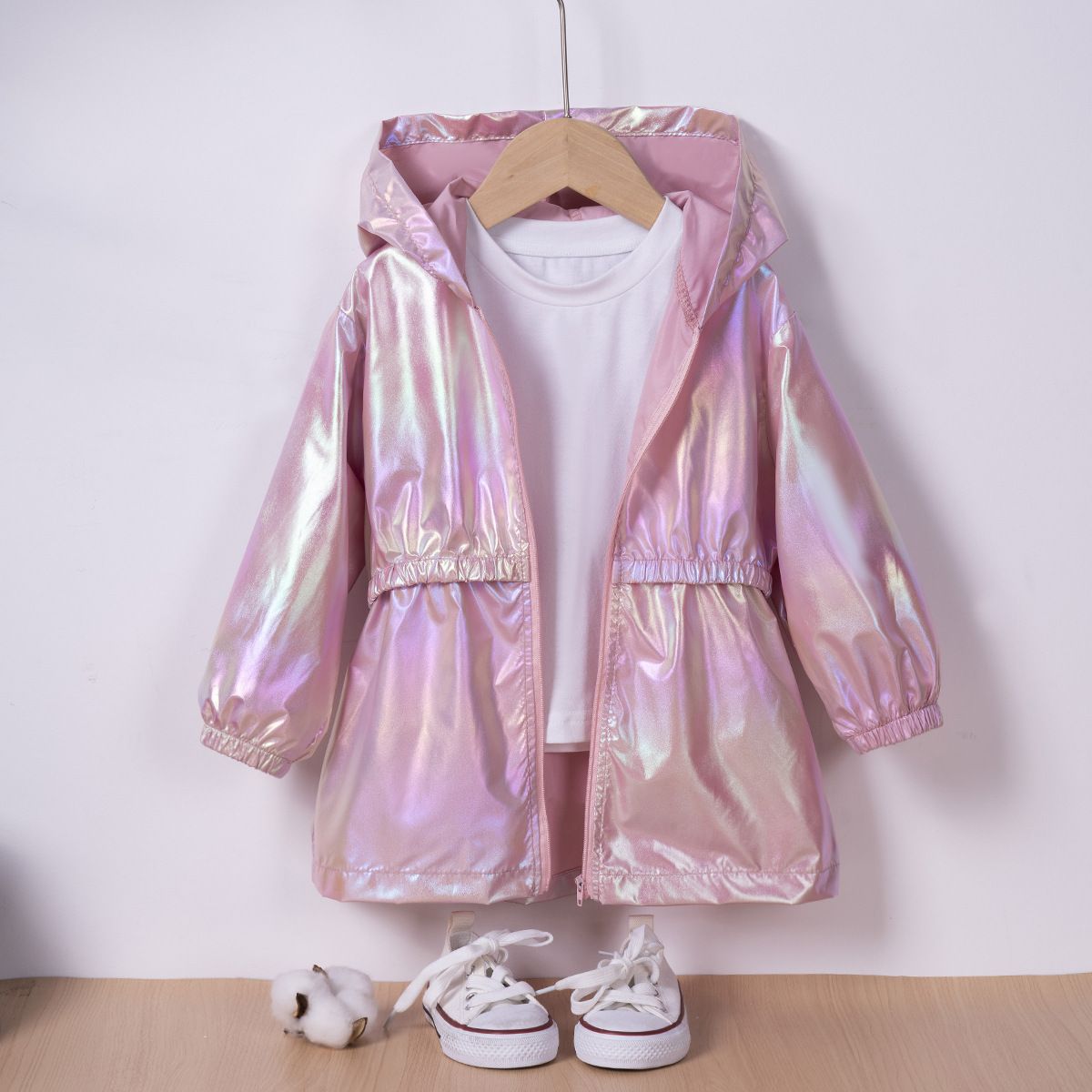 Girls Gradient Hooded Zipper Jacket Kids Lightweight Sun Protection Coat Summer Beach Outfit Girl Clothes Children Hoodies