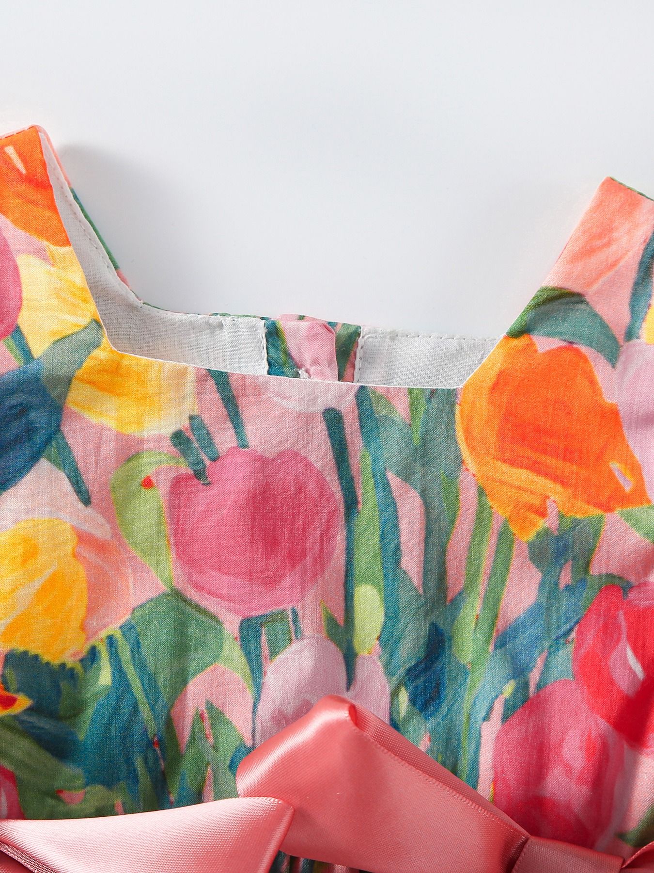 Baby Tulip Print Romper Summer Cotton Bodysuit Infant Short Sleeve Jumpsuit Cute Baby Clothes with Bowknot Headband Toddlers Clothes