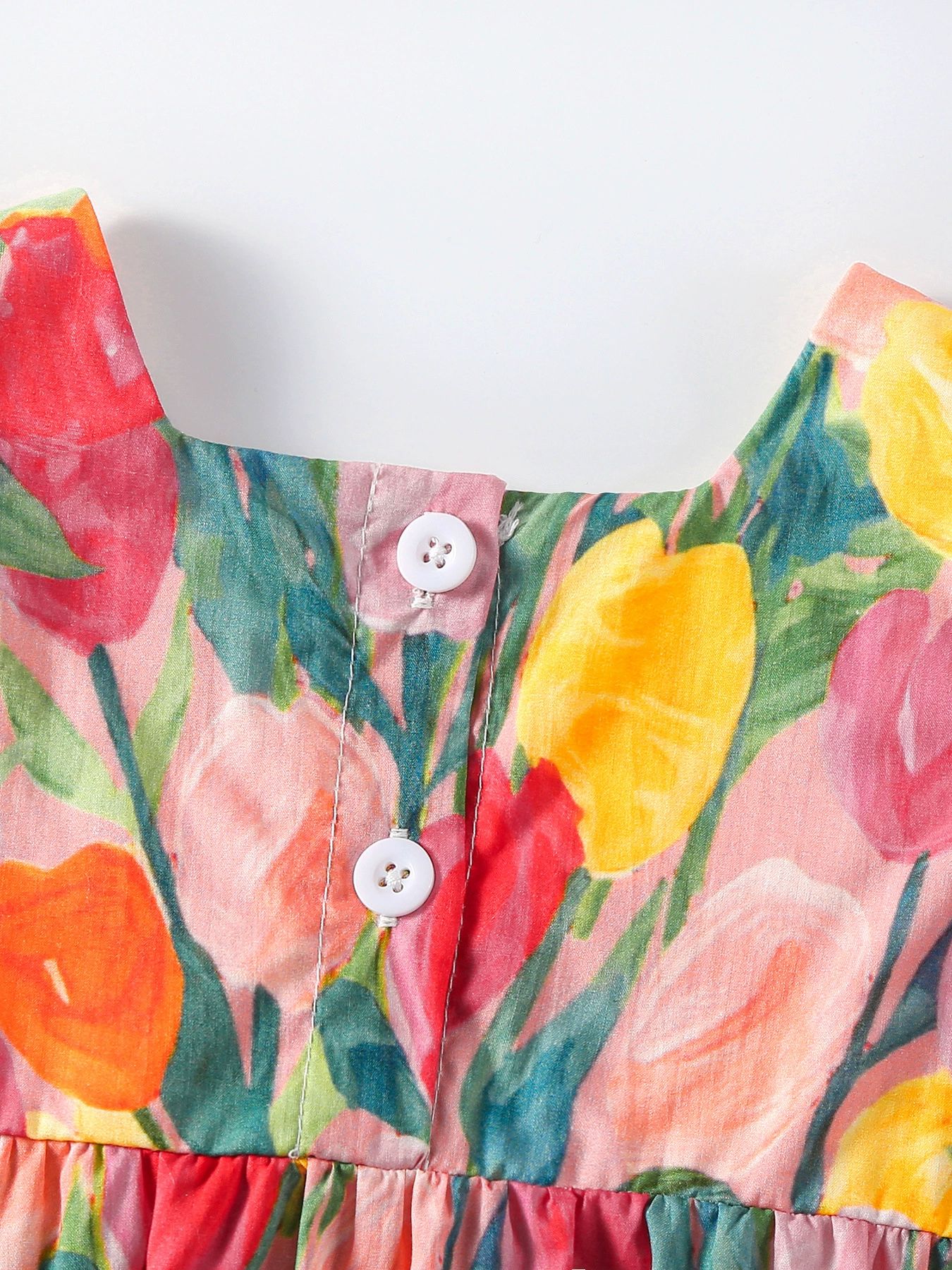 Baby Tulip Print Romper Summer Cotton Bodysuit Infant Short Sleeve Jumpsuit Cute Baby Clothes with Bowknot Headband Toddlers Clothes