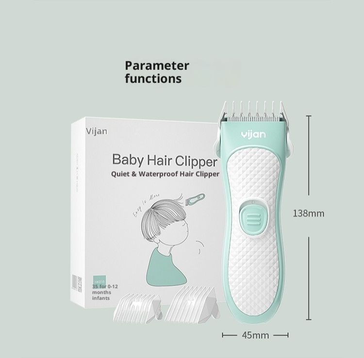 Safe Baby Hair Clipper USB Rechargeable Silent Waterproof Hair Trimmer for Infant Kids Electric Hair Cutting Machine