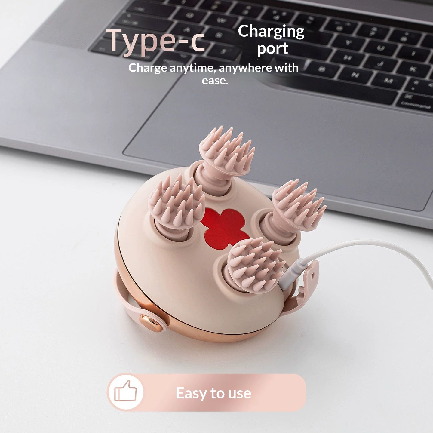 Portable Head Massager Red Light Scalp Massager for Pressure Relief Acupuncture Points Meridian Massage Scalp Care Tool for Women Electric Body Massager with 2 Adjustble Modes