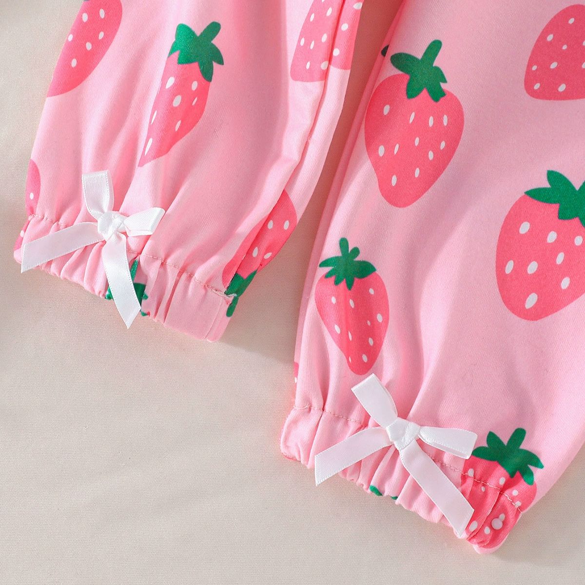 Girls Strawberry Print Sweatshirt & Cuffed Pants 2PCS Set Pink Casual Outfit for Baby Girls 1-4 Years Girl Clothes Kid