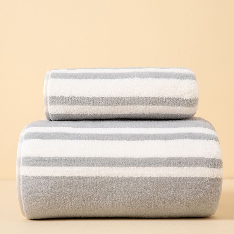 2Pcs New Towel Sets Candy Color Striped Coral Fleece Absorbent Bath Towel Set 2pcs Soft Face & Body Towels for Home Use Bath  Towel Face Towel