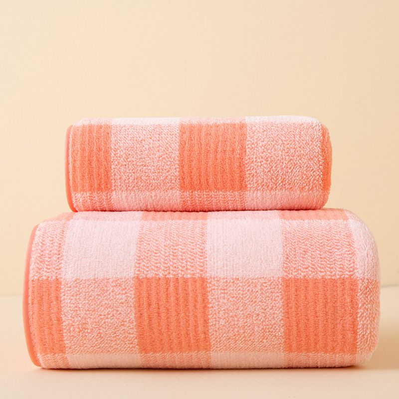 2Pcs Plaid Towel Sets Colorful Coral Fleece Absorbent Bath Towel Soft Face & Body Towels for Home Use Shower Towels