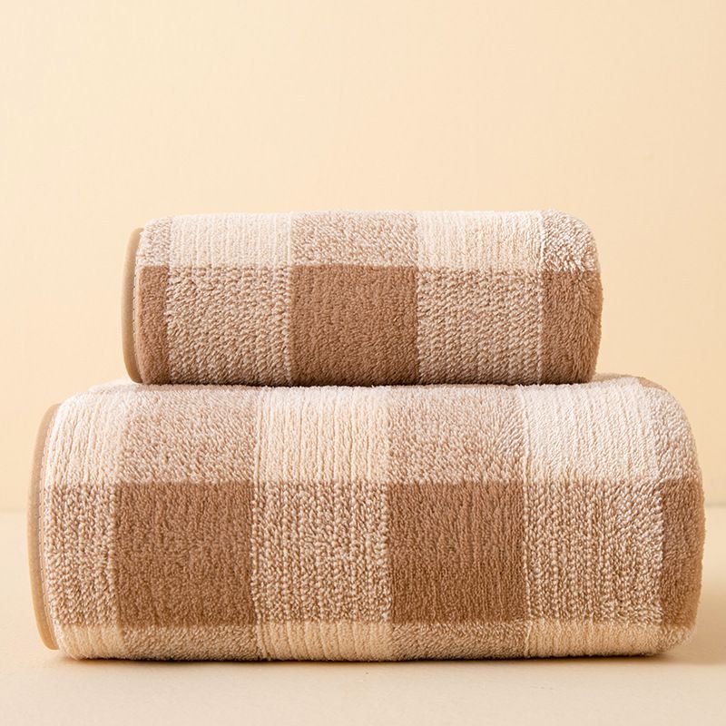 2Pcs Plaid Towel Sets Colorful Coral Fleece Absorbent Bath Towel Soft Face & Body Towels for Home Use Shower Towels