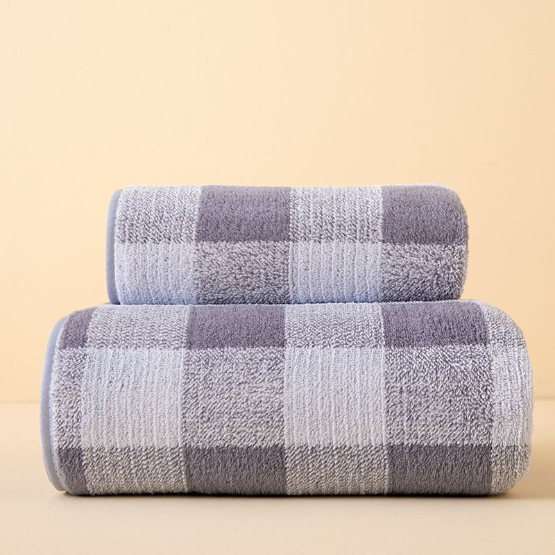 2Pcs Plaid Towel Sets Colorful Coral Fleece Absorbent Bath Towel Soft Face & Body Towels for Home Use Shower Towels