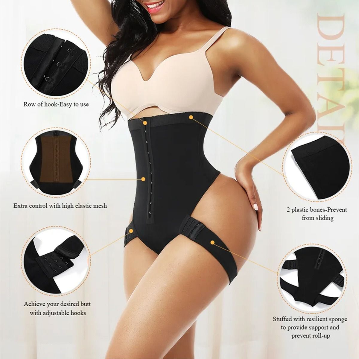 High Waist Butt Lifter Shapewear Open Butt Tummy Control Bodysuit with Adjustable Straps & Hook Closure Slimming Body Shaper Pants Women's Clothing Lingerie Clothes
