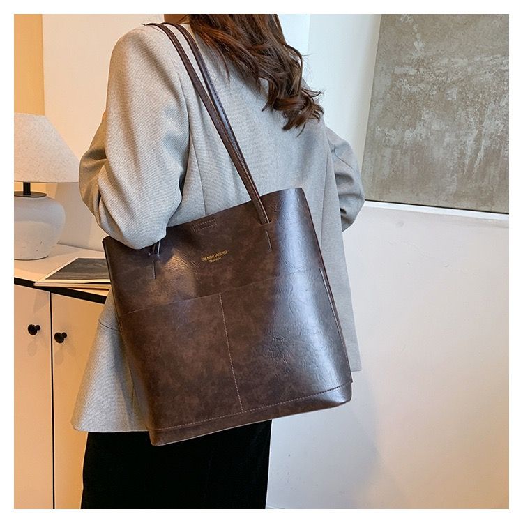 2-Piece Women's Bag Set: Large Tote + Crossbody Bag, PU Leather Work & Shopping Bags, Waterproof Vintage Purse with Anti-Theft Pocket, SAPO DURAN Kenya