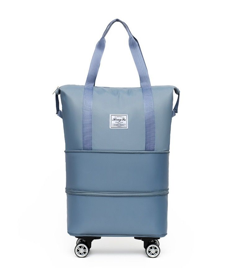 3-Size Silent Wheel Foldable Travel Bag - 55L Waterproof Oxford with Detachable Wheels & Roll/Carry Modes for Africa