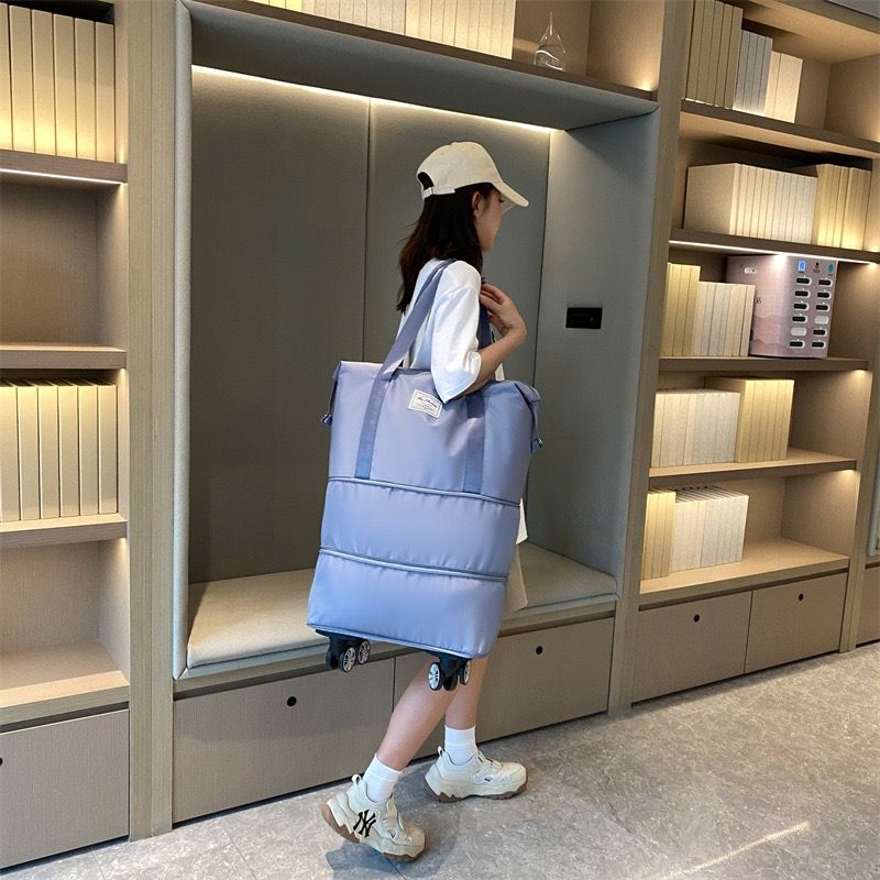 3-Size Silent Wheel Foldable Travel Bag - 55L Waterproof Oxford with Detachable Wheels & Roll/Carry Modes for Africa