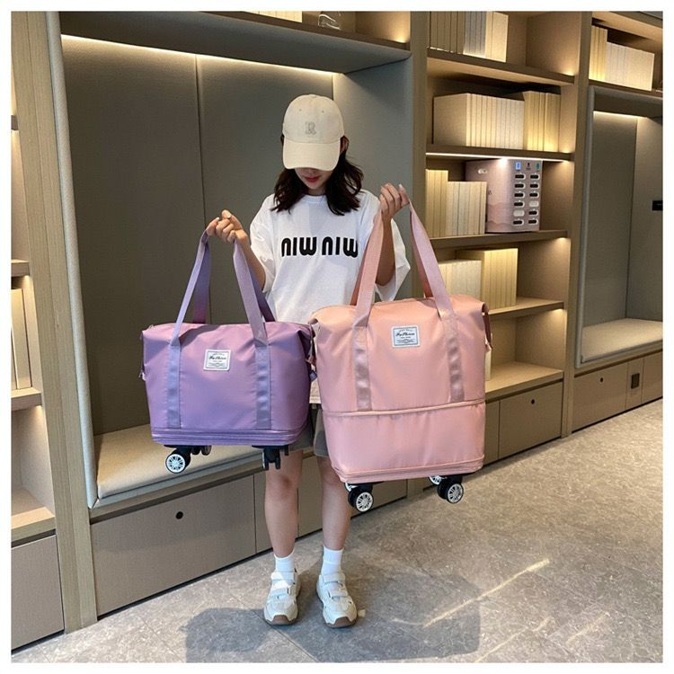 3-Size Silent Wheel Foldable Travel Bag - 55L Waterproof Oxford with Detachable Wheels & Roll/Carry Modes for Africa