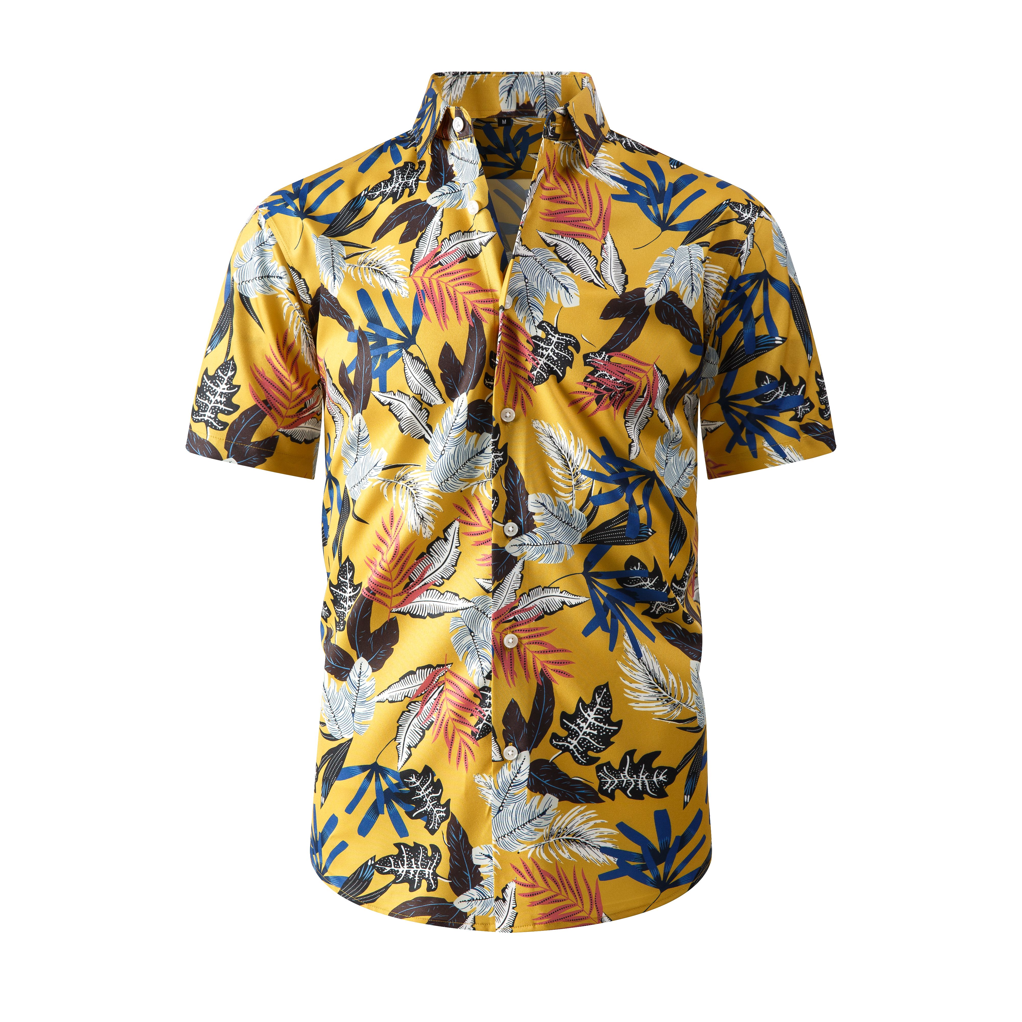 Hawaiian Beach Shirt for Men - Stretchy Ice Silk Casual Short Sleeve Shirt, Resort Vacation Wear