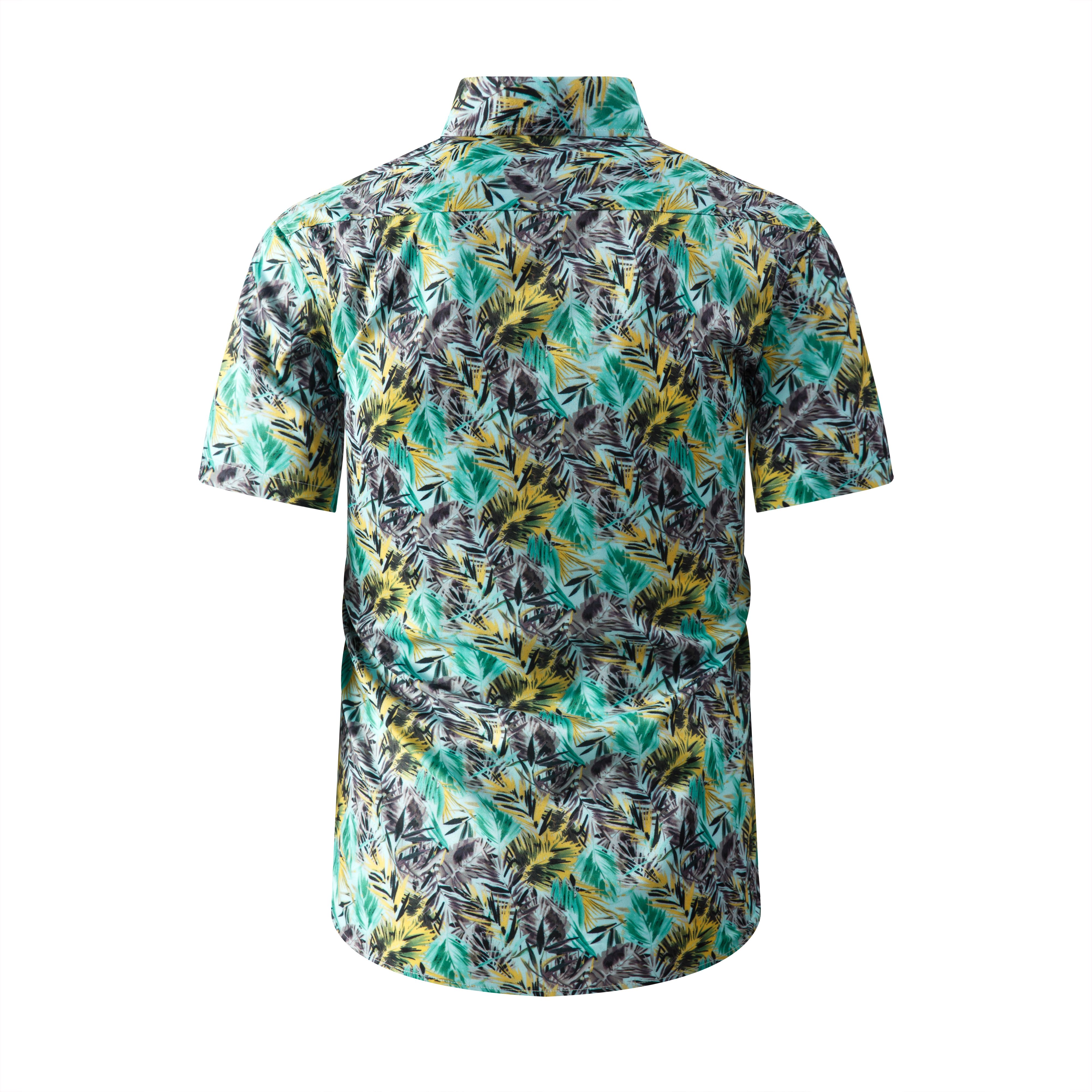 Hawaiian Beach Shirt for Men - Stretchy Ice Silk Casual Short Sleeve Shirt, Resort Vacation Wear