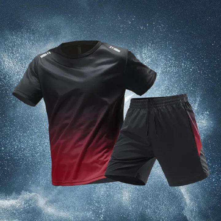Sports Set Men's Cooling Quick-Dry Outfit - Gym T-Shirt + Running Shorts Workout Training Clothes