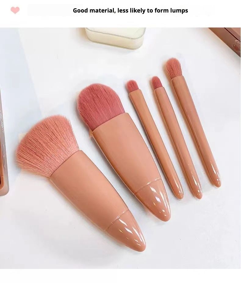 5-PRO Travel Brush Set with Mirror Case - 0.1kg Pocket-Size Foundation/Blending/Lip Brushes for African On-The-Go Glam
