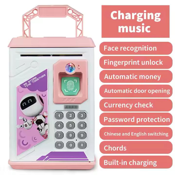 Mini Piggy Bank Safe Box Money Coin ATM Bank Toy Kids Gift Money Box Digital Saving Boxes Bank Password Protection Automatic Saving Bank very sturdy and durable non-toxic and safe to children