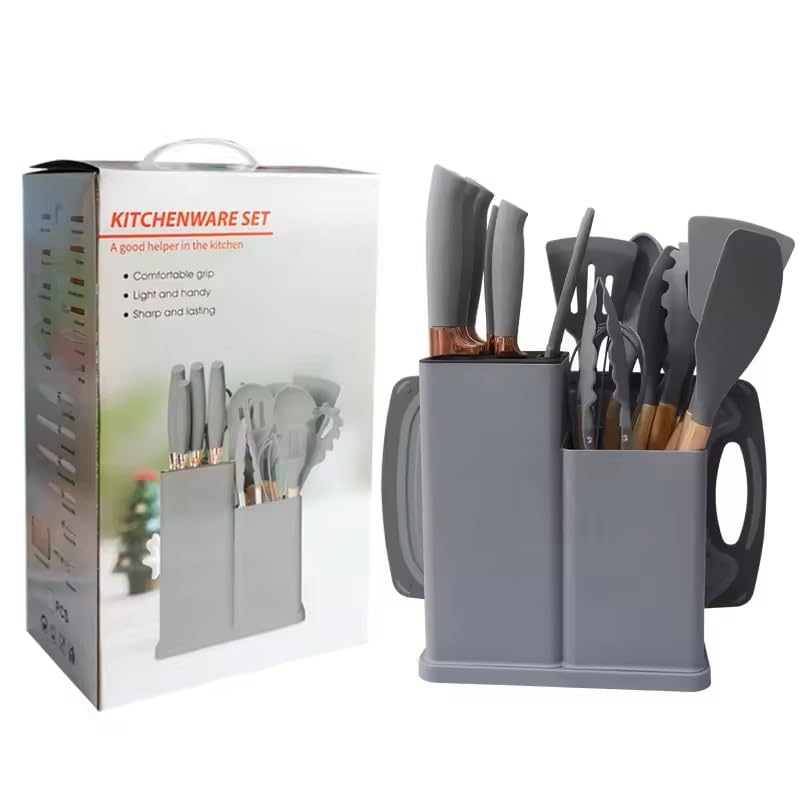Premium 19pcs Kitchen Utensils Set: Professional & Stylish Chef Tools. Ideal Wedding Gift for Home Chefs. BPA-Free, Non-Toxic Silicone Kitchenware to Modernize Your Kitchen while keeping it classy
