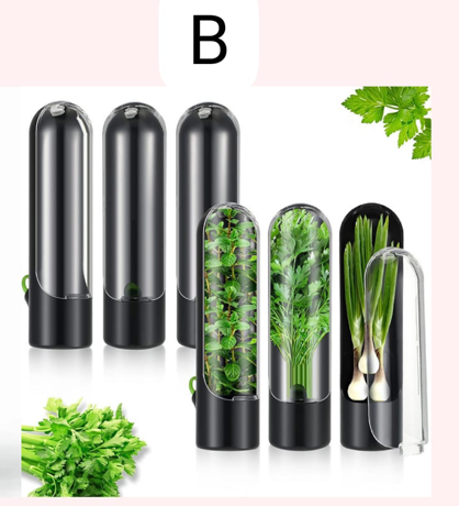 Vegetable Preserving Bottle, Herbal Preserving Bottle, Herb Storage Bottle rb Saver Pod Cilantro Containers for Refrigerator, Fresh Herb Keeper for Cilantro, Parsley, Asparagus, Mint, Keeps Vegetables