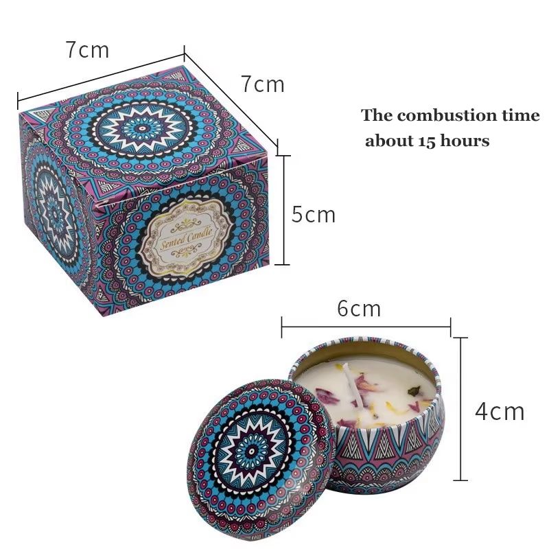 Mini Elegant Flower Tin Box DIY Candle Jar Balm Round