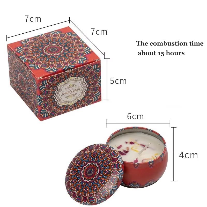 Mini Elegant Flower Tin Box DIY Candle Jar Balm Round