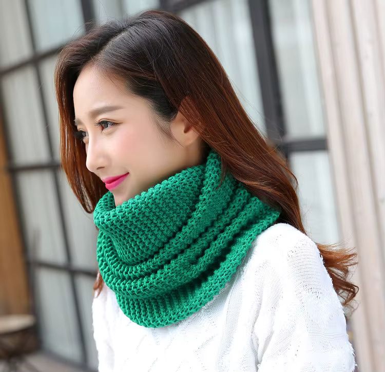 Women Solid Color Cable Knitting Wool Snood Infinity Scarf Winter Neck Warmer Cowl Collar Circle Scarve Women's Winter Woolen Muffler Unisex Scarf Muffler 100% Wool || Wool Self-Design Women
