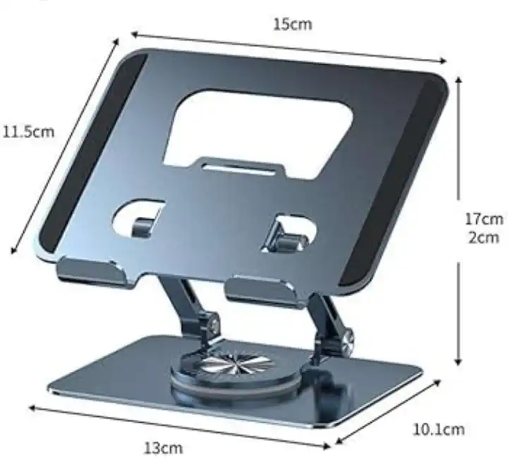 Foldable Tablet Stand Holder Mount 360 Rotational Portable Laptop Stand Support Laptop Bracket Aluminium Notebook Stand Adjustable Tablet Stand Phone Laptop Holder For ipad PC Silver
