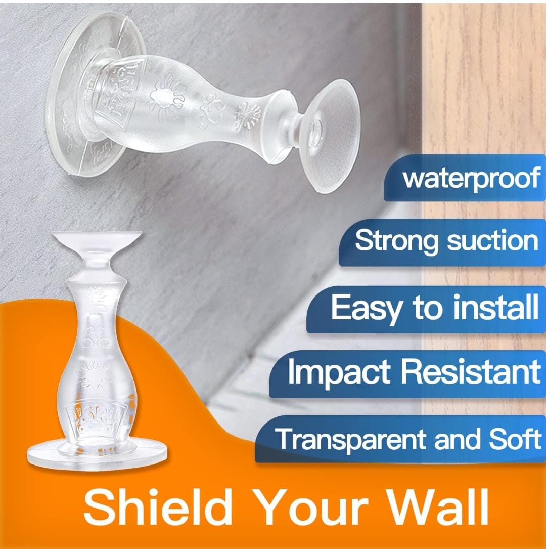 Door Stoppers Silicone Anti-Collision Pad Door Suction Device No Drilling Door Catch with Adhesive Tapes Holder, Door Stops Wall Protectors