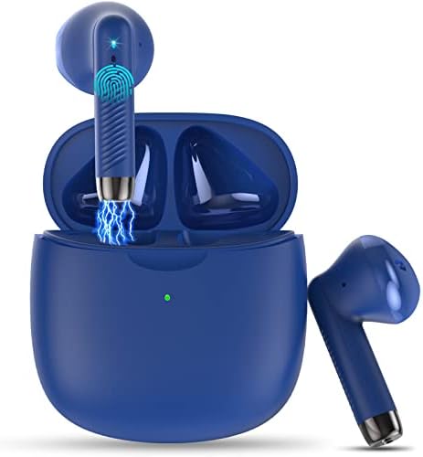 Wireless Earbud, Bluetooth 5.3 Earbud Stereo Bass, Bluetooth Headphones in Ear Noise Cancelling Mic, Earphones I-PX7 Waterproof Sports, 32H Playtime USB C Charging Case Blue Ear Buds for Android iO