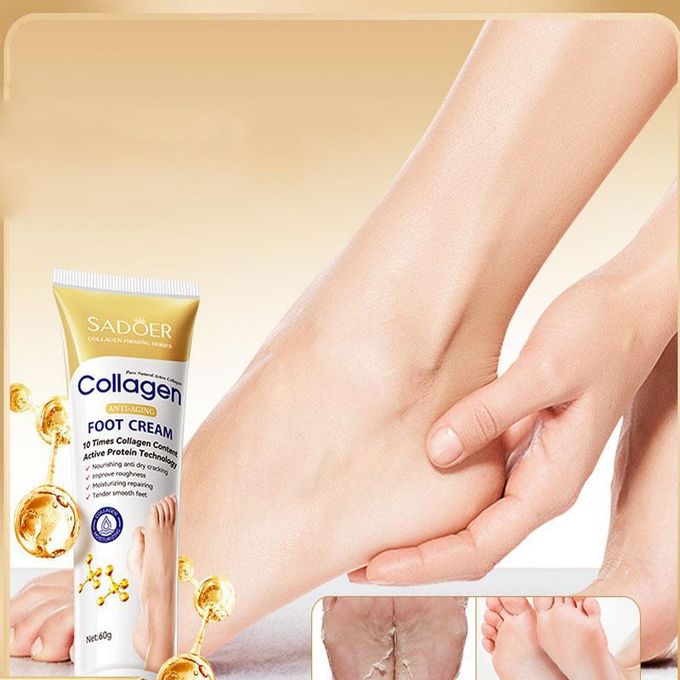 SADOER Collagen Foot Care Cream for Moisturizing and Gentle Care to Prevent Dry, Cracked and Peeling Feet. Organic Bone Collagen Anti-Wrinkle Foot Cream Nourishing Repair Lotion Foot Moisturizer Crack
