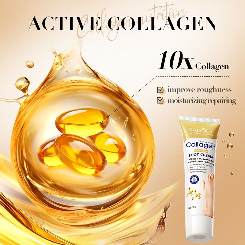 SADOER Collagen Foot Care Cream for Moisturizing and Gentle Care to Prevent Dry, Cracked and Peeling Feet. Organic Bone Collagen Anti-Wrinkle Foot Cream Nourishing Repair Lotion Foot Moisturizer Crack
