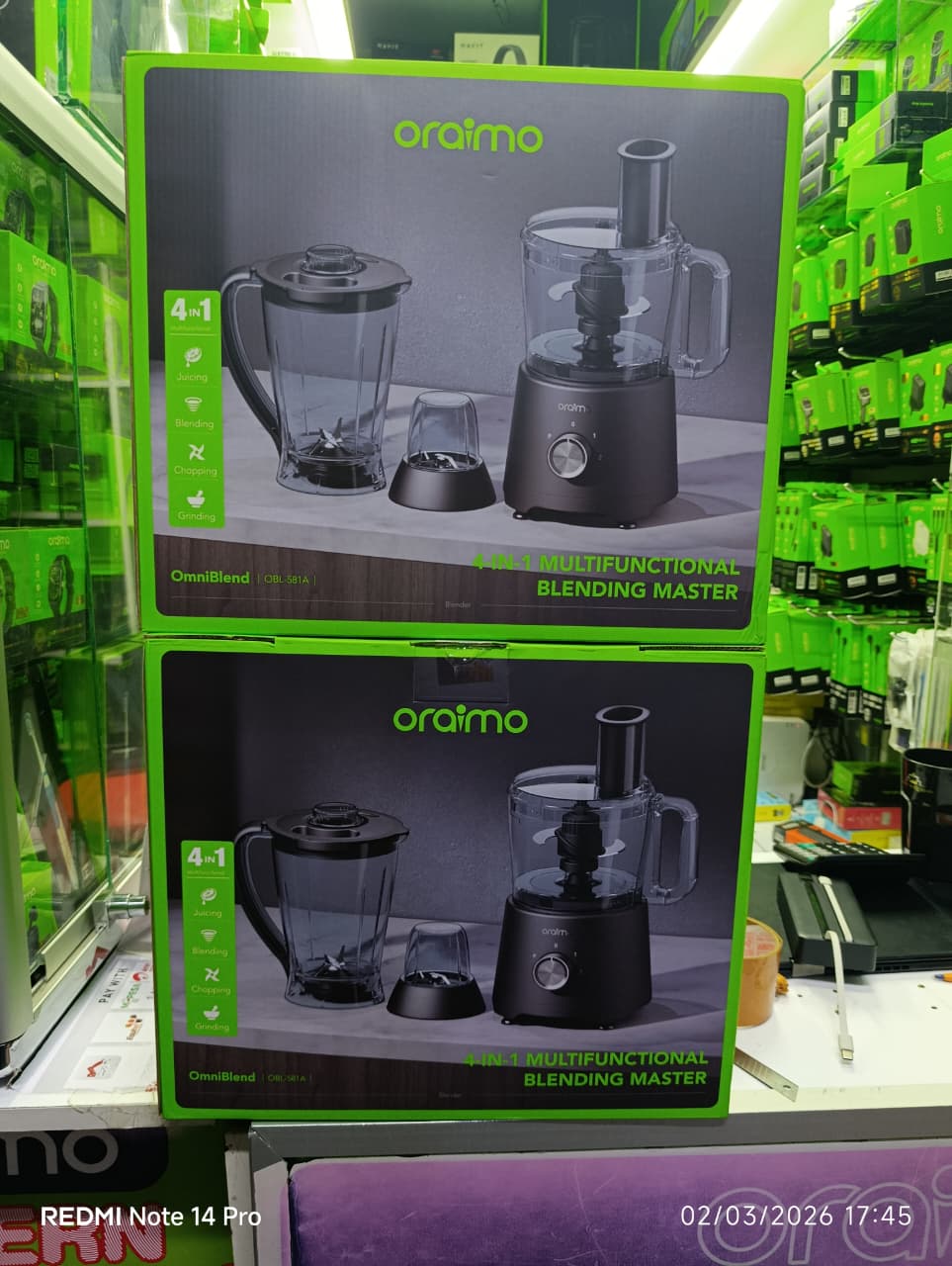 Oraimo Electric Home Multifunction OmniBlend 1500W 4 in 1 Juicing, Blending chopping & grinding Multifunctional Blender
