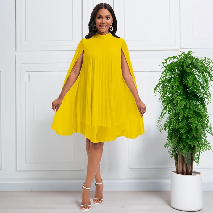 Women's clothing new temperament fashion chiffon pullover cloak bat sleeve large-size cross-border dress