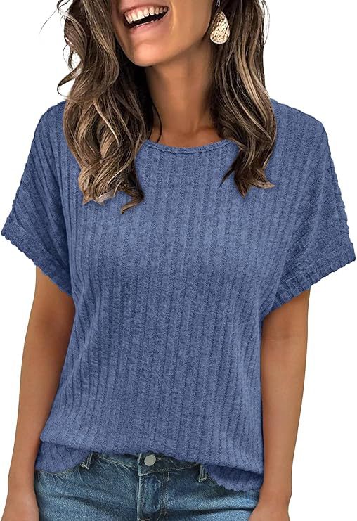 2025 Amazon Europe and the United States cross-border spring new hot solid color round-neck casual short-sleeved T-shirt women green s