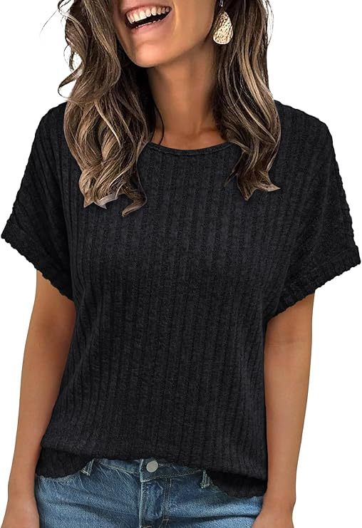 2025 Amazon Europe and the United States cross-border spring new hot solid color round-neck casual short-sleeved T-shirt women green s