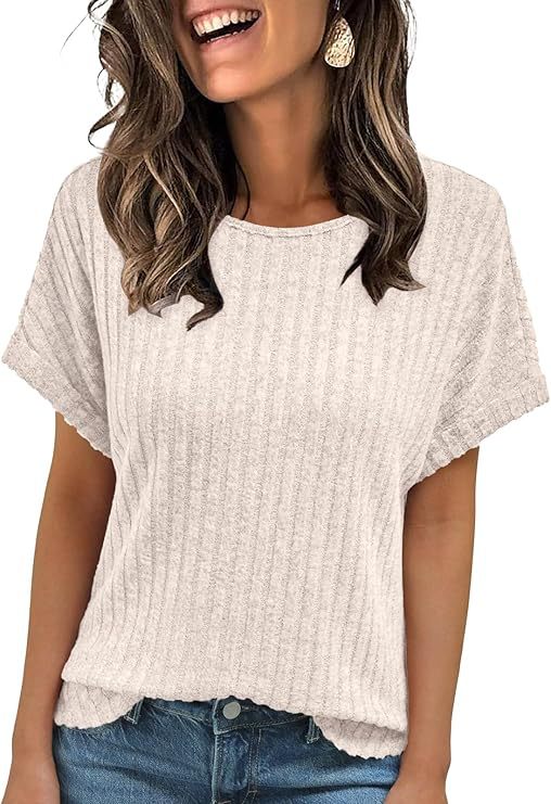 2025 Amazon Europe and the United States cross-border spring new hot solid color round-neck casual short-sleeved T-shirt women green s